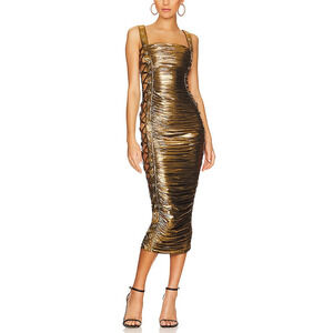 Bronx And Banco 'Mimi' Gold Gold Midi Dress Size XS